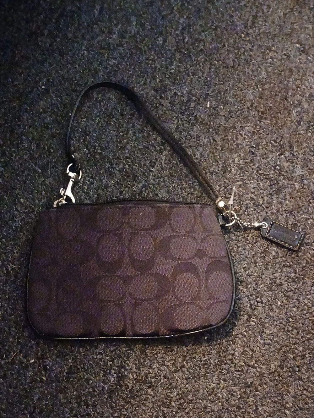 Coach Black Signature Canvas Wristlet with Detachable Strap